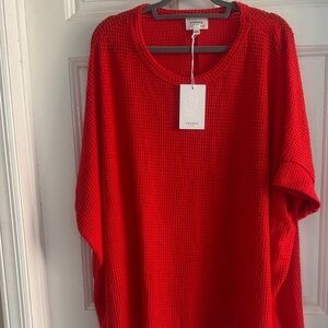 Andree Vibrant Red Knit Top six 1X/2X. Ew w tags